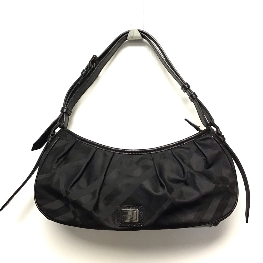 Vtg Classic Burberry Sling Bag Black Satin checked Purse CLEAN EXCEL Condition